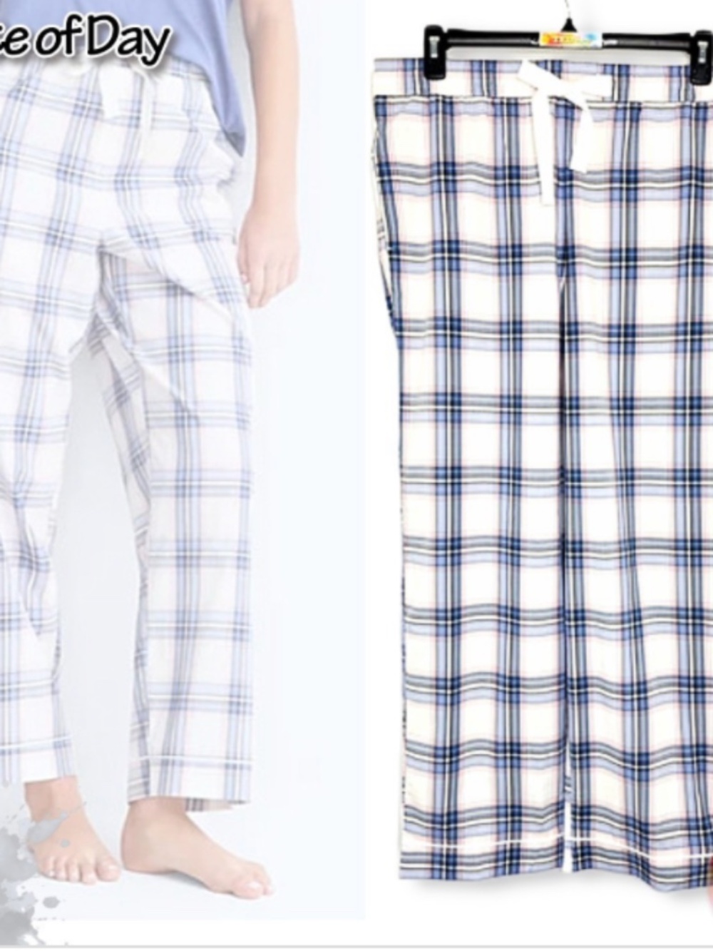 State of Day Women's L Poplin Pajama Pants , Bright Plaid